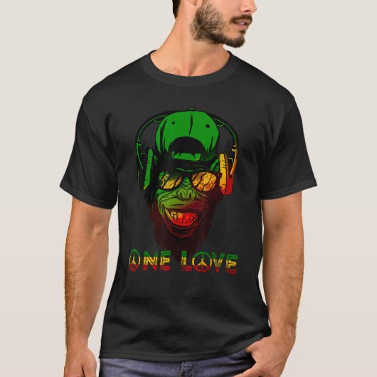 T-shirt One Love Rasta Reggae Singe Hippie Rastafarian Go (Devant)