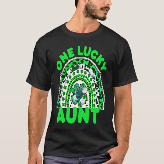 T-shirt One Lucky Aunt Good Luck Green Rainbow Shamrock Le (Devant)