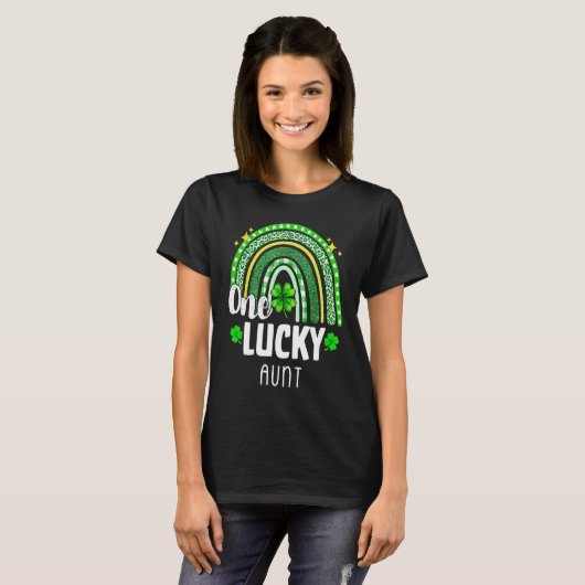 T-shirt One Lucky Aunt Leopard Print Rainbow St Patricku20 (Devant entier)