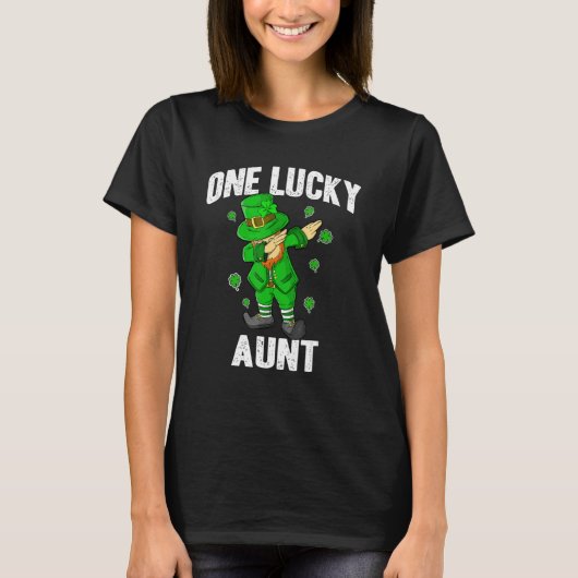 T-shirt One Lucky Aunt St Patricks Day Dabbing Leprechaun  (Devant)