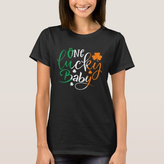 T-shirt One Lucky Baby St Patricks Day Irish Flag Ireland (Devant)