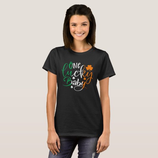 T-shirt One Lucky Baby St Patricks Day Irish Flag Ireland (Devant entier)