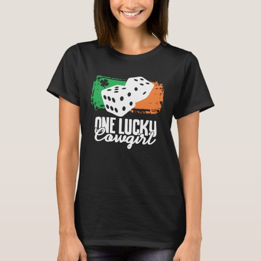 T-shirt One Lucky Cowgirl Dice Game Family Group Matching (Devant)