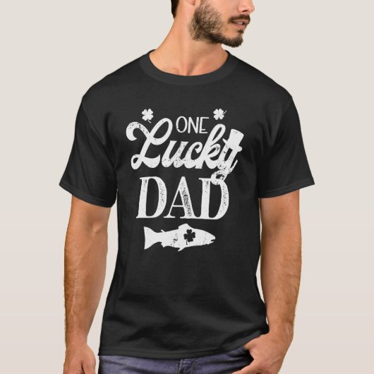 T-shirt One Lucky Dad Trout Fly Fishing River Lake St. Pat (Devant)