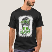 T-shirt One Lucky Gaga Messy Bun St Patricks Day Shamrock (Devant)