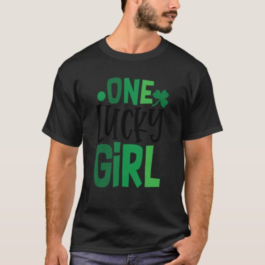 T-shirt One Lucky Girl C Shamrock Irish Ireland (Devant)