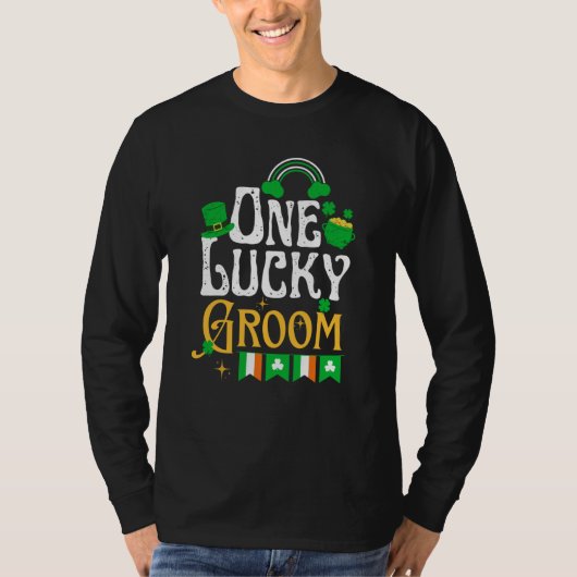 T-shirt One Lucky Groom St Patricks Day Irish Shamrock (Devant)