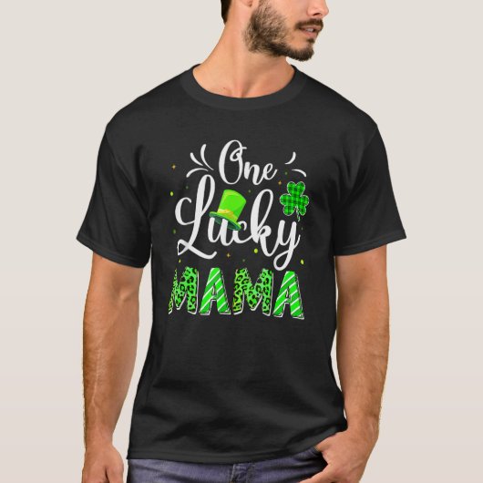 T-shirt One Lucky Mama Irish Shamrock Leopard St Patrick's (Devant)