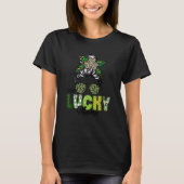 T-shirt One Lucky Mama Messy Bun Leopard Shamrock Funny St (Devant)
