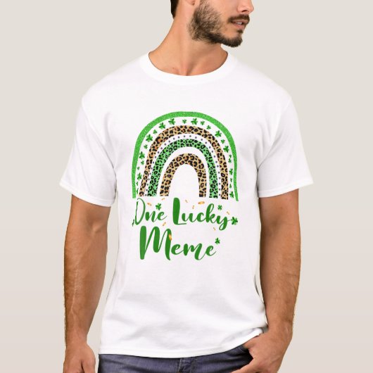 T-shirt One Lucky Meme Irish Rainbow Leopard Patricks Day (Devant)