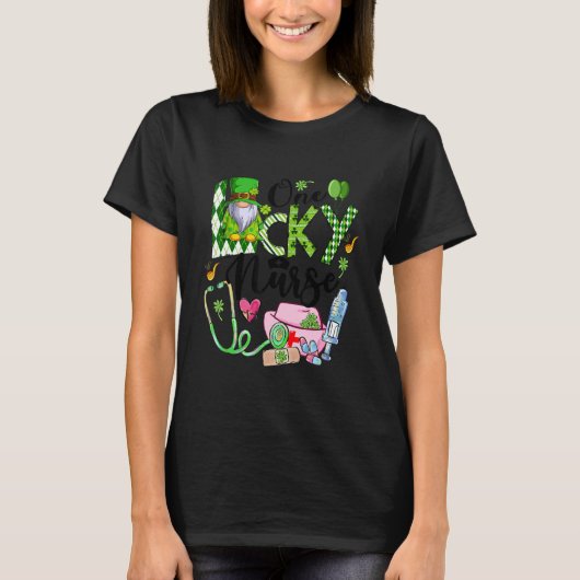T-shirt One Lucky Nurse Cute Gnome Shamrock St Patricks Da (Devant)