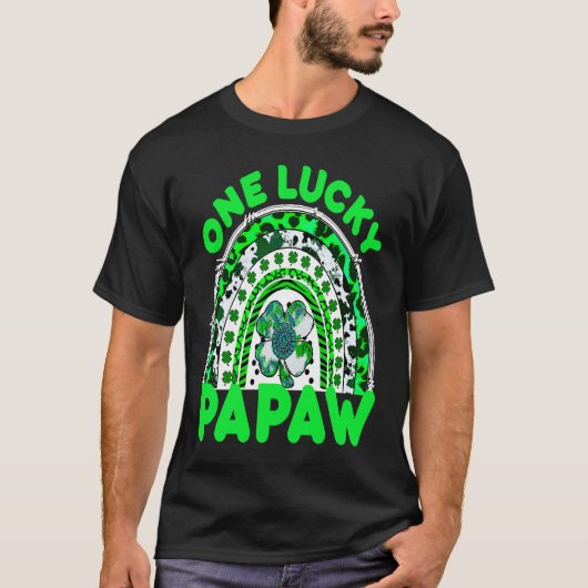 T-shirt One Lucky Papaw Good Luck Green Rainbow Shamrock L (Devant)