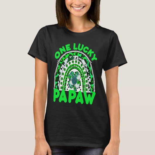 T-shirt One Lucky Papaw Good Luck Green Rainbow Shamrock L (Devant)