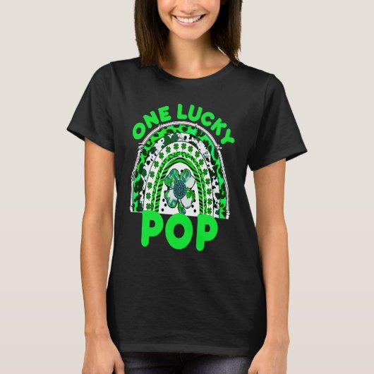 T-shirt One Lucky Pop Good Luck Green Rainbow Shamrock Leo (Devant)