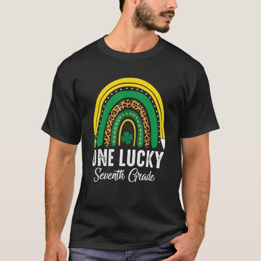 T-shirt One Lucky Seventh Grade Rainbow St Patricks Day Te (Devant)