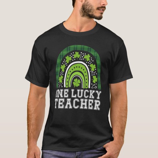 T-shirt One Lucky Teacher Leopard Rainbow St. Patrick's Da (Devant)