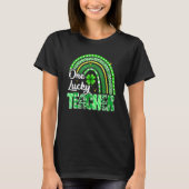 T-shirt One Lucky Teacher St Patrick's Day Rainbow Leopard (Devant)
