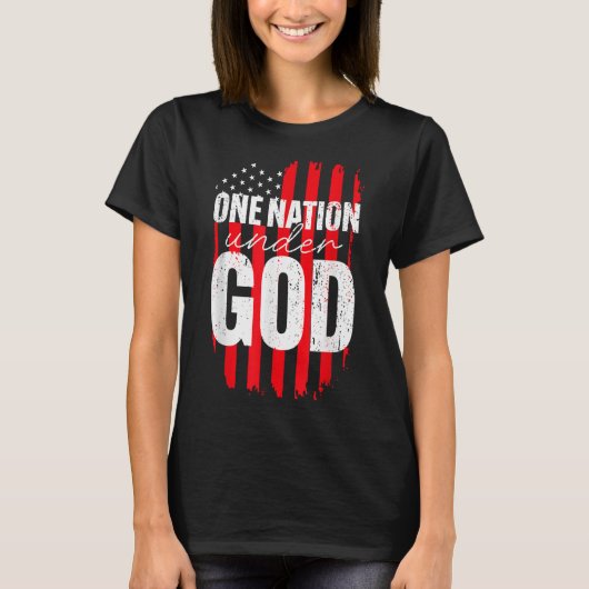 T-shirt One Nation Under God American Flag Christian Jesus (Devant)