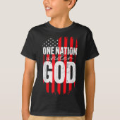 T-shirt One Nation Under God American Flag Christian Jesus (Devant)