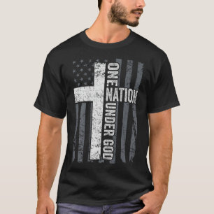 T-shirt ONE NATION UNDER GOD - Christian Worship Cross Fla