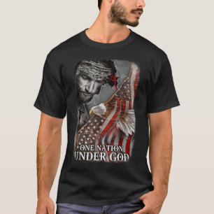 T-shirt One Nation under God Jesus Christian Eagle America