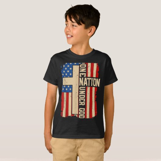 T-shirt One Nation Under God Patriotic Christian Faith Ame (Devant entier)