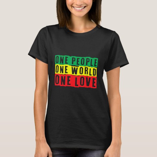 T-shirt One People One World Jamaican Rasta Reggae Rastafa (Devant)
