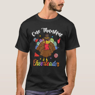 T-shirt One Thankful Cheerleader Turkey Thanksgiving  Unis