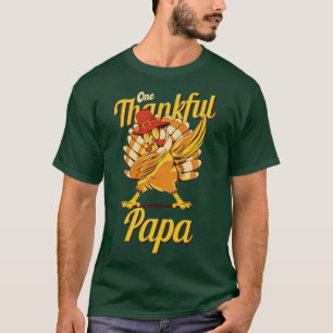 T-shirt One Thankful Papa Turkey Family Matching Funny Tha