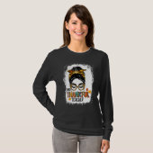 T-shirt One Thankful Teacher Thanksgiving Messy Bun Fall A (Devant entier)