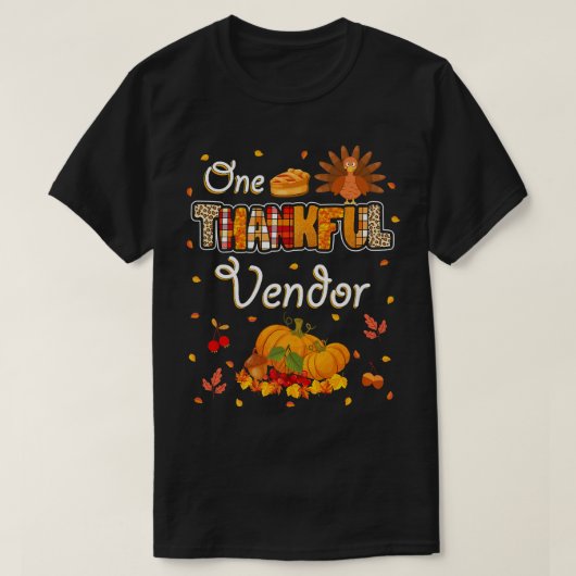 T-shirt One Thankful Vendor Fall Leaves Autumn Vendor Than (Design devant)