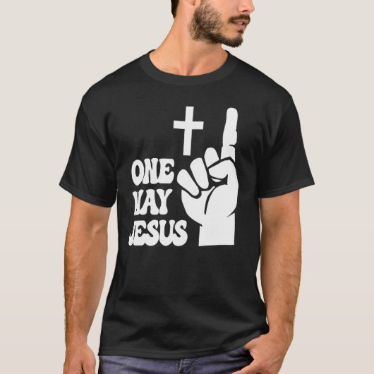 T-shirt One Way Jesus People Christian Revolution Finger U (Devant)