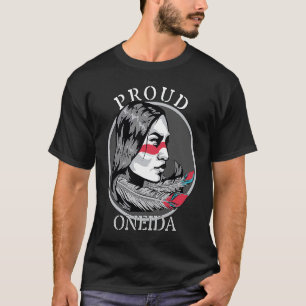 T-shirt Oneida American Indian Tribe Guerrier Girl Feather