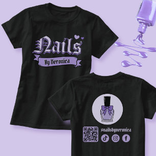 T-shirt Ongles gothiques noirs et violets lettrage techniq