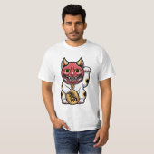 T-shirt Oni Chat | Chat mythique japonais avec Masque Oni (Devant entier)