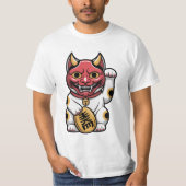 T-shirt Oni Chat | Chat mythique japonais avec Masque Oni  (Devant)