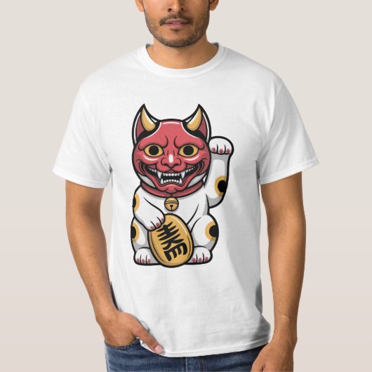 T-shirt Oni Chat | Chat mythique japonais avec Masque Oni (Devant)