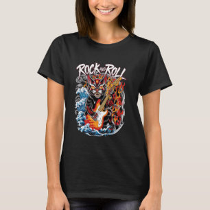 T-shirt Oni Démon Rock Cat Classique Japonais Samouraï Cat