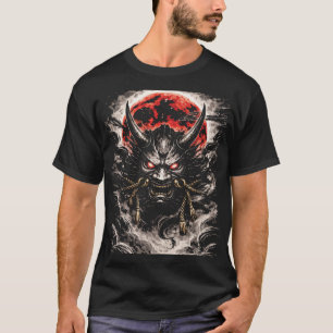 T-shirt Oni Démon sous la Lune Rouge - Art Anime Japonais
