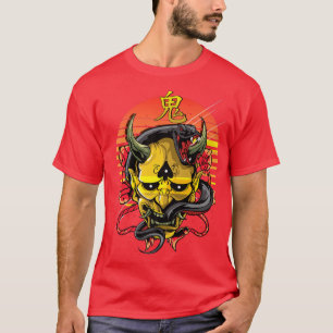 T-shirt Oni Japonais Masque Demon Jaune Premium