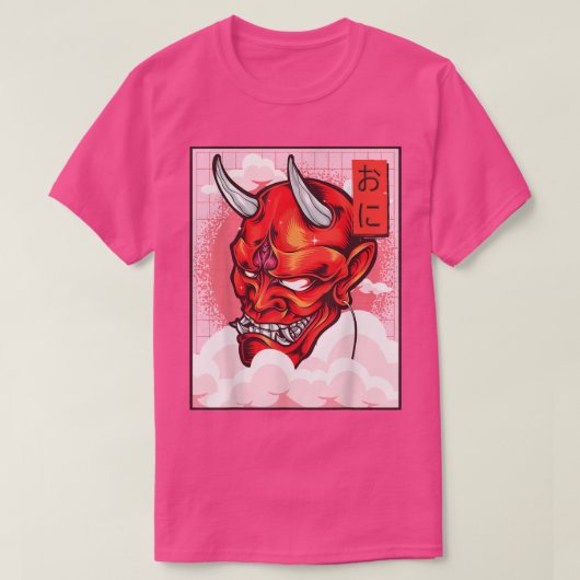 T-shirt Oni Mask Demon Mask Yokai Kawaii Japanese Aestheti (Design devant)