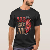 T-shirt Only Half Evil 333 Halloween Devil Scary Face (Devant)