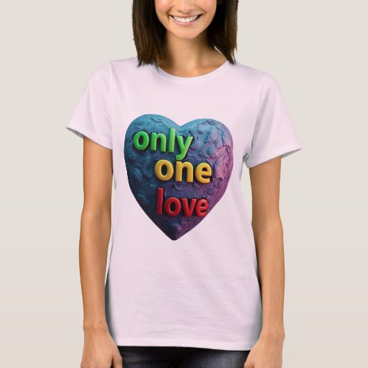 T-shirt Only One Love – Reggae-Inspired Heart Art (Devant)