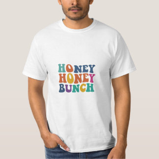 T-shirt ontwerp met de tekst "Honey Bunch" in mult