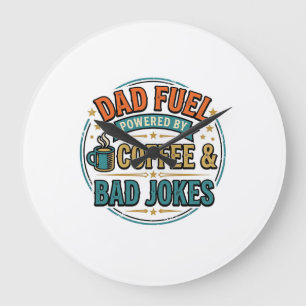 T-shirt ontwerp met koffie en slechte grappen voor grote klok