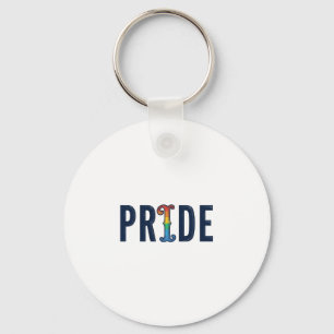 T-Shirt Ontwerp met Retro Pride Regenboog Letterty Sleutelhanger