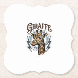 T-shirt ontwerp met vintage gegraveerde giraffe en kartonnen onderzetters