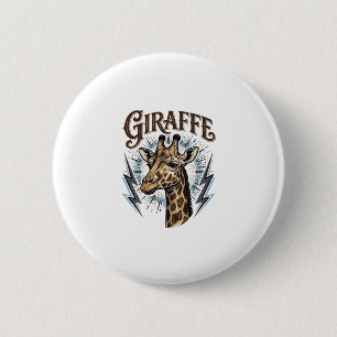 T-shirt ontwerp met vintage gegraveerde giraffe en ronde button 5,7 cm