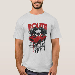 T-shirt ontwerp voor rode auto horror patroon teks