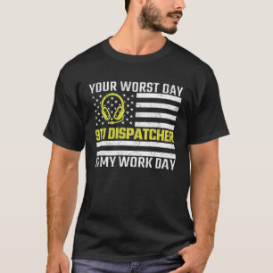 T-shirt Opérateur 911 Drapeau américain Ligne mince or Urg